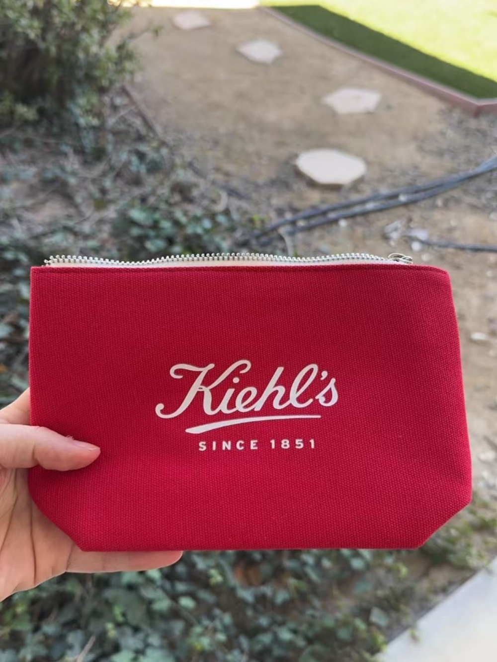 Kiehl’s Zipper Cosmetic Pouch Bag Travel Makeup 8*6*3